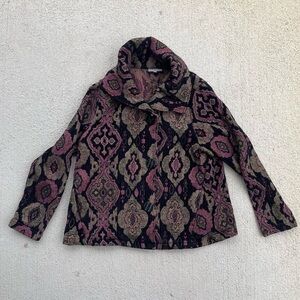 Habitat Tapestry Jacket | Artsy Boho Lagenlook Button Front | M